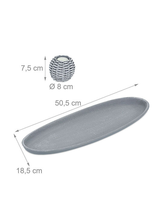 Relaxdays Set Suporturi Lumanari Pentru Suporturi De Lumânări Gri 8x50.5x18.5cm 5 Bucăți