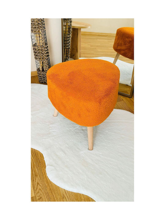 Living Room Fabric Upholstered Orange Stool 46x46x46cm