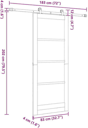 Ușă Glisantă Albă 83 X 202 Cm Lemn Masiv De Pin 3445470 Albă