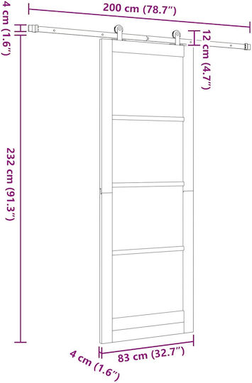 Ușă Glisantă Albă 83 X 232 Cm Lemn Masiv de Pin 3445482 Albă