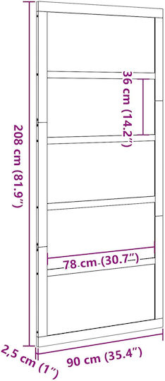 Barn Door Natural 90 x 2.5 x 208 cm Solid Pine Wood 42047146 Brown