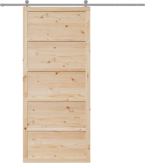 Poartă Tip Hambar Natur 100 x 2,5 x 208 Cm Lemn Masiv De Pin 42047135 Bej