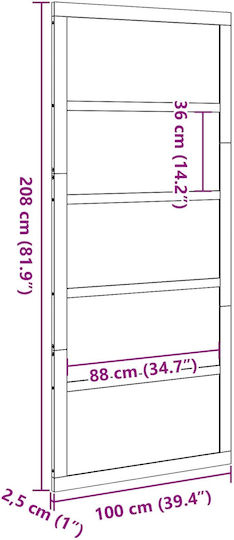 Poartă Tip Hambar Natur 100 x 2,5 x 208 Cm Lemn Masiv De Pin 42047135 Bej