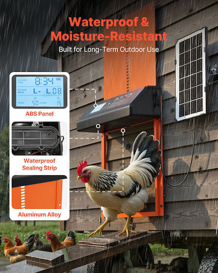Vevor Automatic Chicken Coop Door with Solar Panel 25x35cm