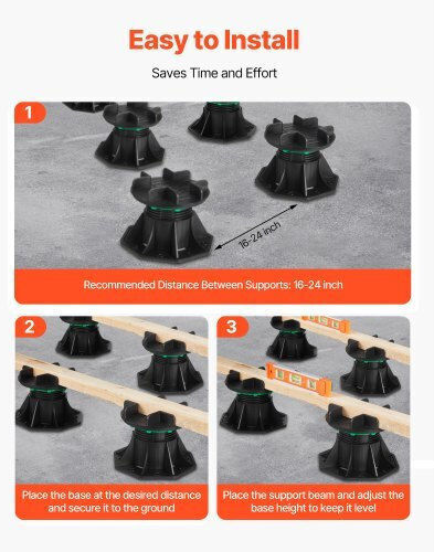 Vevor Plastic Furniture Legs with Regulator 8 Pieces Black