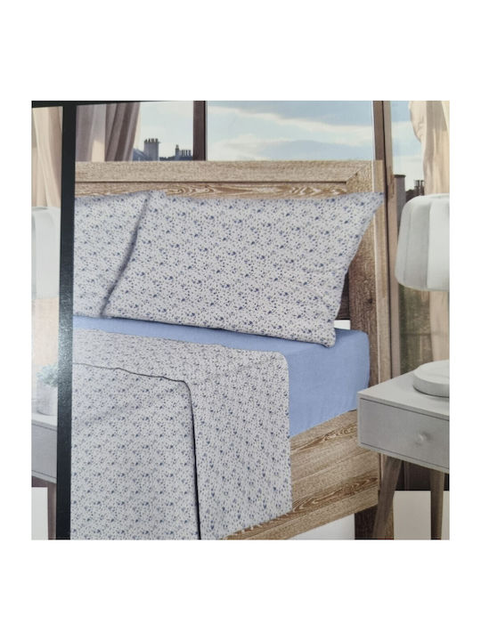 Homestyle Σεντόνι Υπέρδιπλο με Λάστιχο 160x200+33εκ. Μπλε