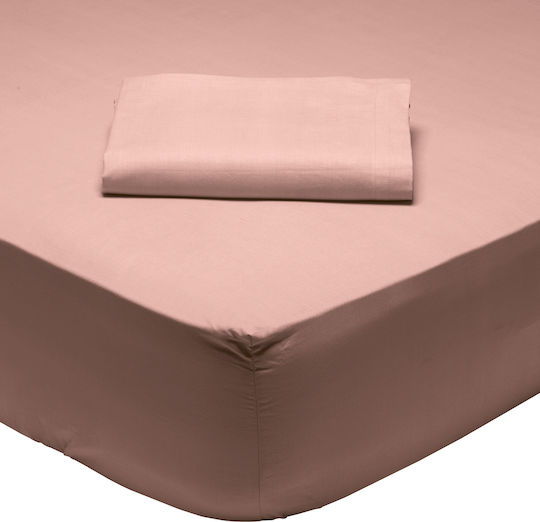 Das Home 1011 Σεντόνι Ημίδιπλο με Λάστιχο 120x200+35εκ. Ροζ