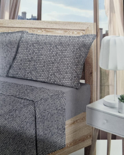 Homestyle Semi-Doppel 120x200+33cm mit Gummizug Gray