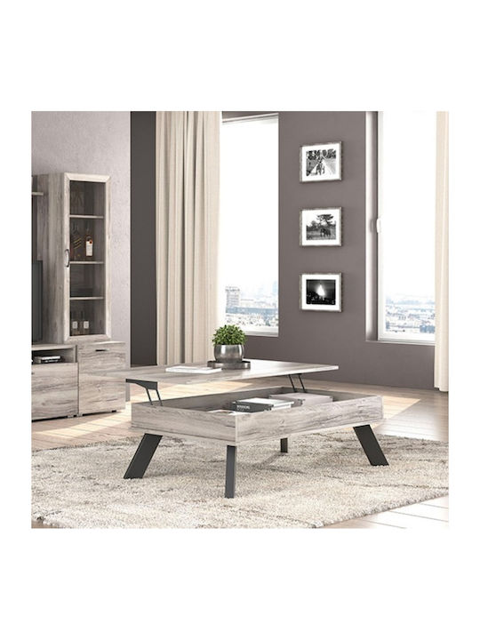 Rechteckiges Zentral Kaffeetisch Nr 12 Holz mit Hebemechanismus Staubfarben M119xBreite66.5xHöhe41cm