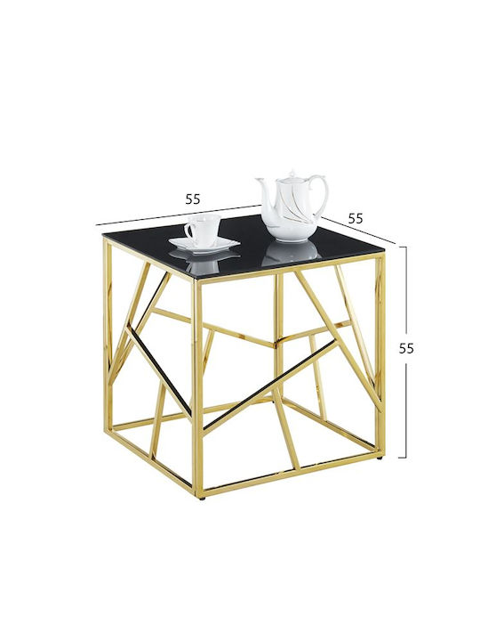Masa Centrală Pătrată Jana Din Sticlă Neagră L55xL55xÎ55cm