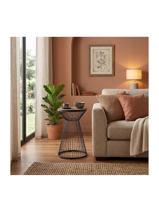 Round Side Table Cresta Wooden Black - Walnut M34.5xL34.5xH58.5cm