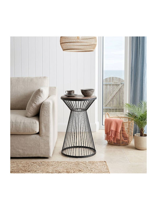 Round Side Table Cresta Wooden Black - Walnut M34.5xL34.5xH58.5cm