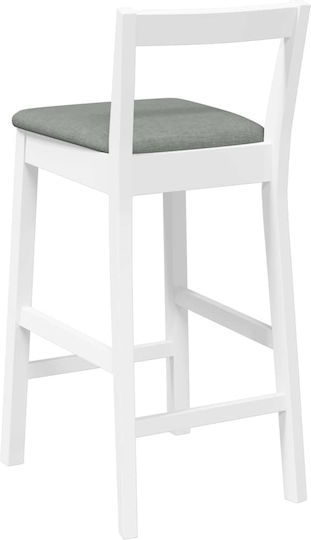 Taburete Bar Cu Spătar Din Lemn Alb 2 Buc 35.5x42.5x79.5 cm
