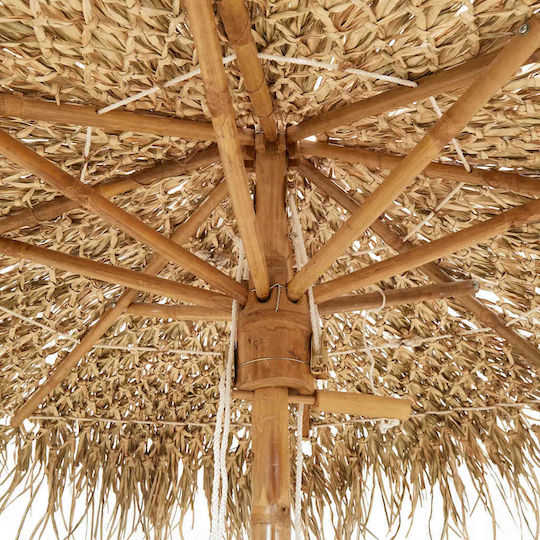 Professioneller Geflecht Holz Beigefarbener Garten- und Terrassen-Sonnenschirm 1,8x1,8m