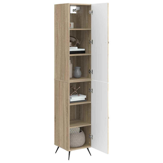vidaXL Bathroom Column Cabinet Wall Hung M33xD34.5xH90cm Sonoma
