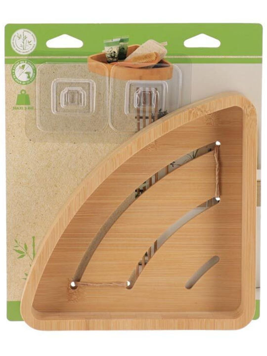 Wooden Corner Wall Mounted Bathroom Shelf