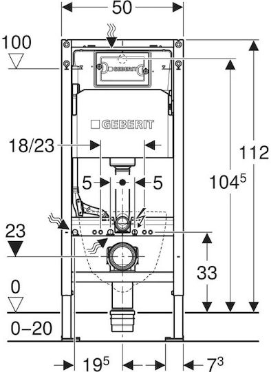 Geberit Delta Built-in Plastic Low Pressure Rectangular Toilet Flush Tank