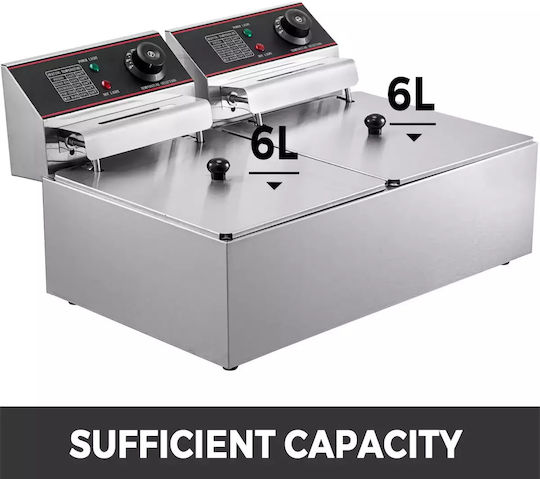 Vevor Electric Double Fryer 5kW Capacity 2x6L
