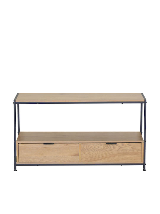Kouros TV Stand Made of Metal and Wood Beige M100xD40xH54cm