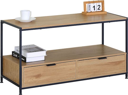 Kouros TV Stand Made of Metal and Wood Beige M100xD40xH54cm