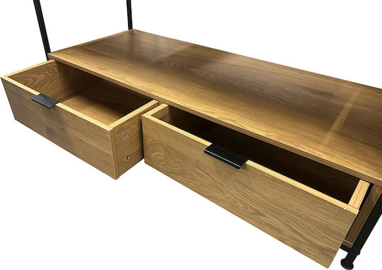 Kouros TV Stand Made of Metal and Wood Beige M100xD40xH54cm