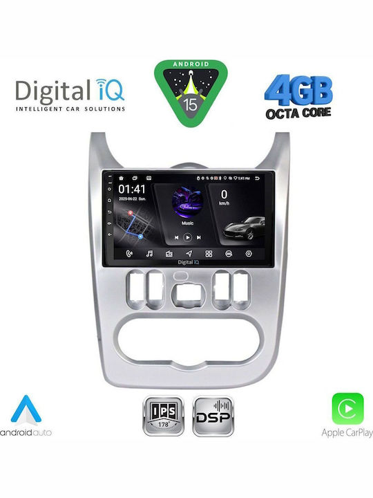 Digital IQ Car Audio System for Renault Logan Dacia Duster Logan Sandero 2006-2012 Bluetooth USB WiFi GPS Apple CarPlay Android Auto with 9" Touch Screen