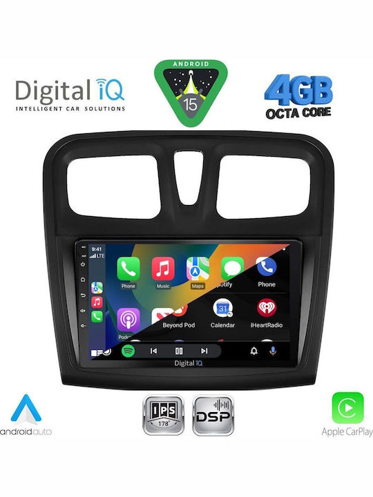 Digital IQ Car Audio System for Dacia Logan / Sandero 2012-2019 (Bluetooth/USB/WiFi/GPS/Apple CarPlay/Android Auto) with 9" Touch Screen