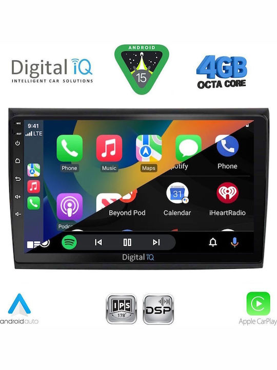Digital IQ Car Audio System for Fiat Bravo 2007-2019 (Bluetooth/USB/WiFi/GPS/Apple CarPlay/Android Auto) with 9" Touch Screen