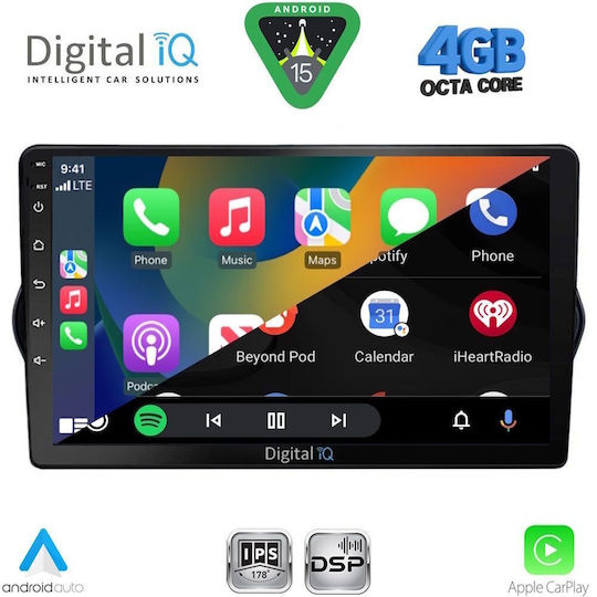 Digital IQ Car Audio System for Fiat Tipo 2015-2023 Bluetooth USB WiFi GPS Apple CarPlay Android Auto with 9" Touch Screen