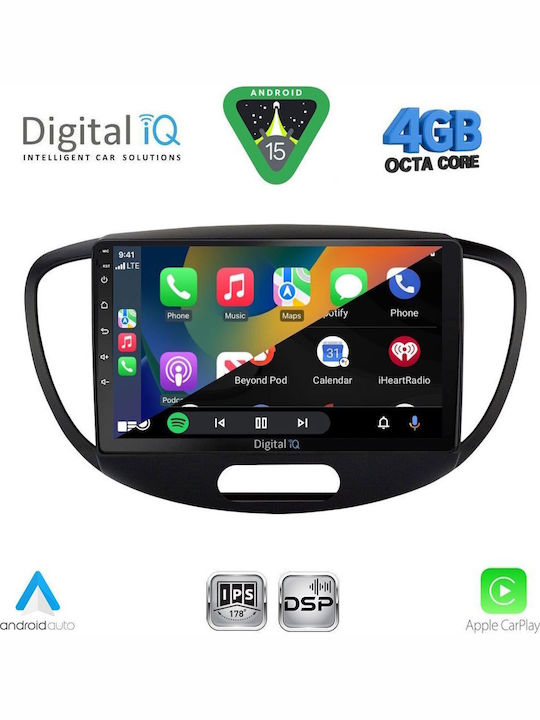 Digital IQ Car Audio System for Hyundai i10 2008-2013 (Bluetooth/USB/WiFi/GPS/Apple CarPlay/Android Auto) with 9" Touch Screen