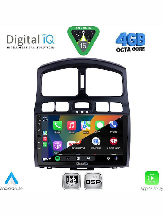 Digital IQ Car Audio System for Hyundai Santa Fe 2003-2006 Bluetooth USB WiFi GPS Apple CarPlay Android Auto with 9" Touch Screen