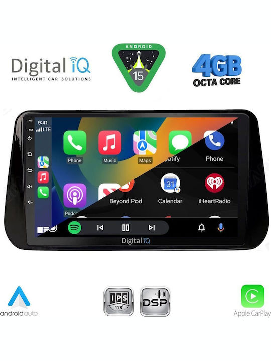 Digital IQ Car Audio System for Hyundai Kona 2017-2023 (Bluetooth/USB/WiFi/GPS/Apple CarPlay/Android Auto) with 10" Touch Screen