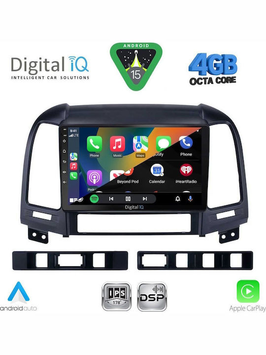 Digital IQ Car Audio System for Hyundai Santa Fe 2005-2013 Bluetooth USB WiFi GPS Apple CarPlay Android Auto with 9" Touch Screen