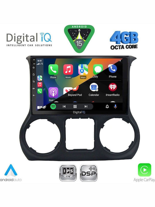 Digital IQ Car Audio System for Jeep Wrangler 2014-2017 Bluetooth USB WiFi GPS Apple CarPlay Android Auto with 10" Touch Screen