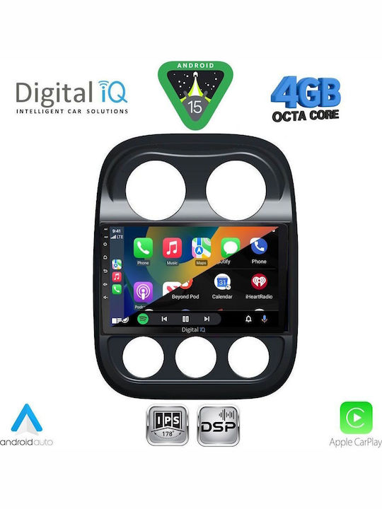 Digital IQ Auto-Audiosystem für Jeep Compass / Patriot 2007-2016 mit Klima (Bluetooth/USB/Eingebautes Wi-Fi / 3G / GPS / Apple CarPlay / Android Auto) mit Touchscreen 10 Zoll