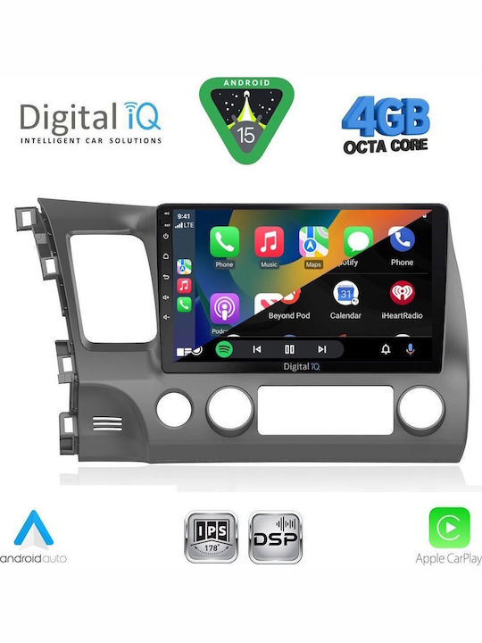 Digital IQ Car Audio System for Honda Civic 2006-2012 Bluetooth USB WiFi GPS Apple CarPlay Android Auto with 10" Touch Screen