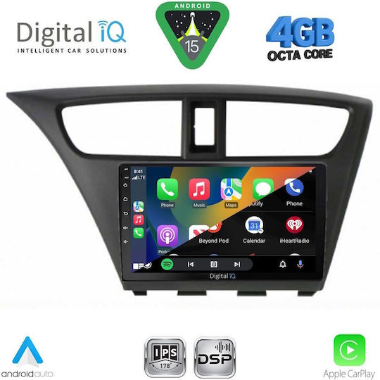 Digital IQ Ηχοσύστημα Αυτοκινήτου για Honda Civic 2012-2016 (Bluetooth/USB/WiFi/GPS/Apple-Carplay/Android-Auto) με Οθόνη Αφής 9"