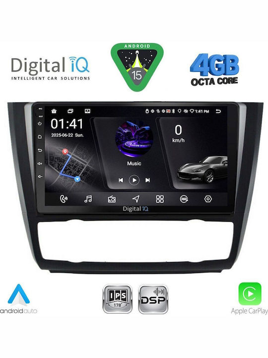 Digital IQ Car Audio System for BMW Series 1 2004-2013 with A/C Bluetooth USB WiFi GPS Apple CarPlay Android Auto with 9" Touch Screen