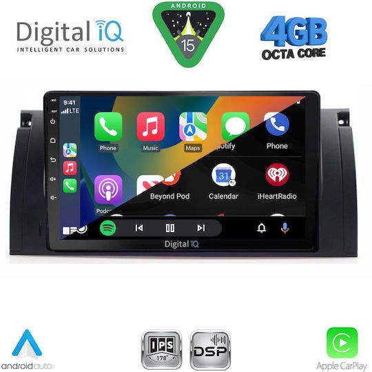 Digital IQ Car Audio System for BMW Series 1 2004-2013 with A/C Bluetooth USB WiFi GPS Apple CarPlay Android Auto with 9" Touch Screen