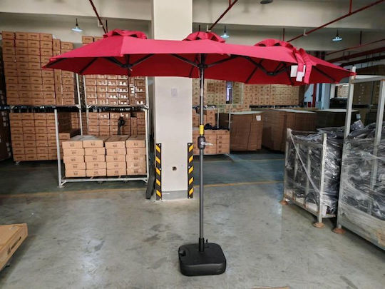 Square Floor Parasol Metal Red with Base 3x1.6m