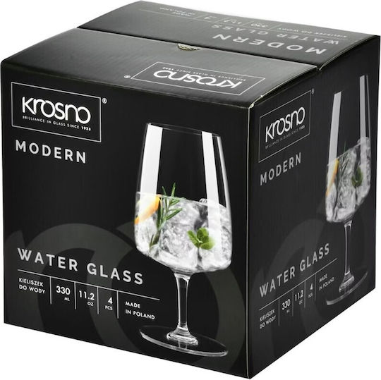 Krosno Set Brillen Wasser Bier Cocktail Kolonnata Kristall 330ml 4Stücke