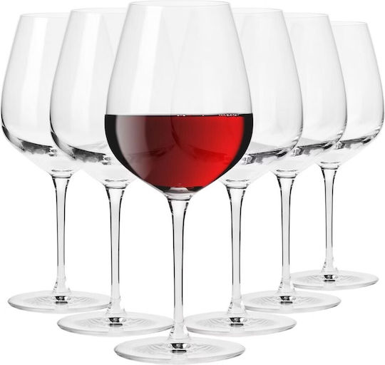 Krosno Set Glasses from Crystal in Red Colour Goblet 670ml