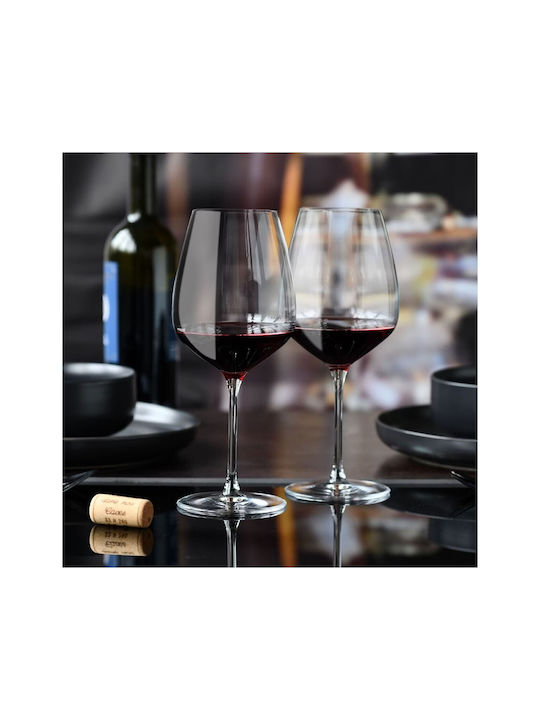 Krosno Set Glasses for White and Red Wine from Crystal in Red Color Goblets 670ml