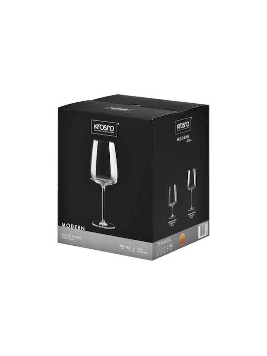 Krosno Set Glasses for White and Red Wine Crystal Goblet 750ml 4 Pieces
