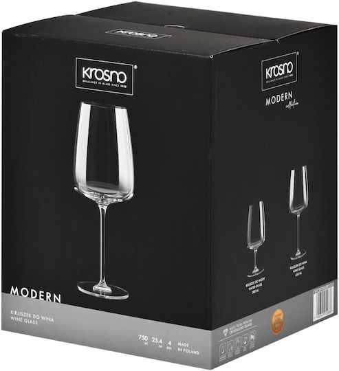 Krosno Σετ Ποτήρια για Λευκό και Κόκκινο Κρασί από Κρύσταλλο Κολωνάτα 750ml 4τμχ