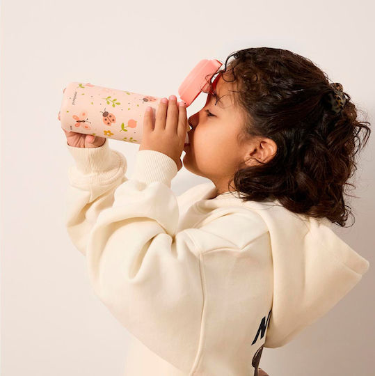 Miniland Junior Kids Water Bottle Butterfly Stainless Steel Pink 320ml 89704