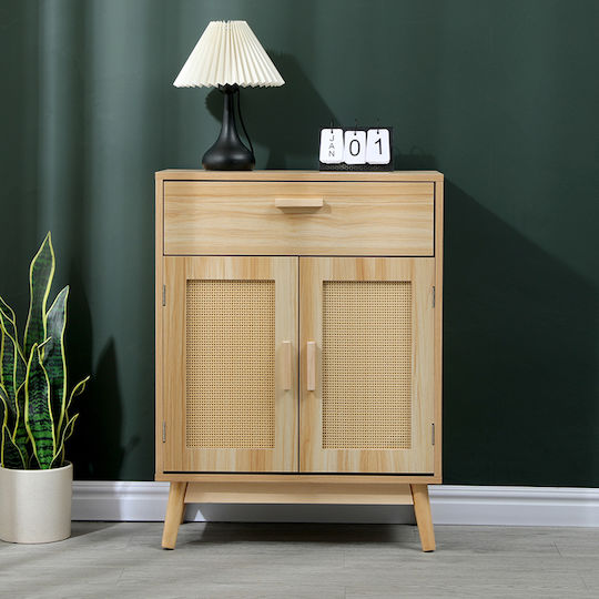 Sideboard Scandy Wooden with Drawers Natural Shade 60x30x80cm
