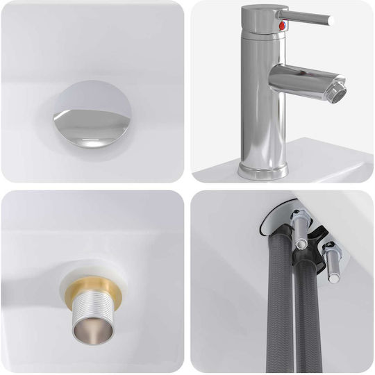 vidaXL Επικαθήμενος Νιπτήρας Πορσελάνης 45.5x25.5x13cm Χρωμέ vidaXL Επικαθήμενος Νιπτήρας Πορσελάνης 45.5x25.5x13cm Χρωμέ