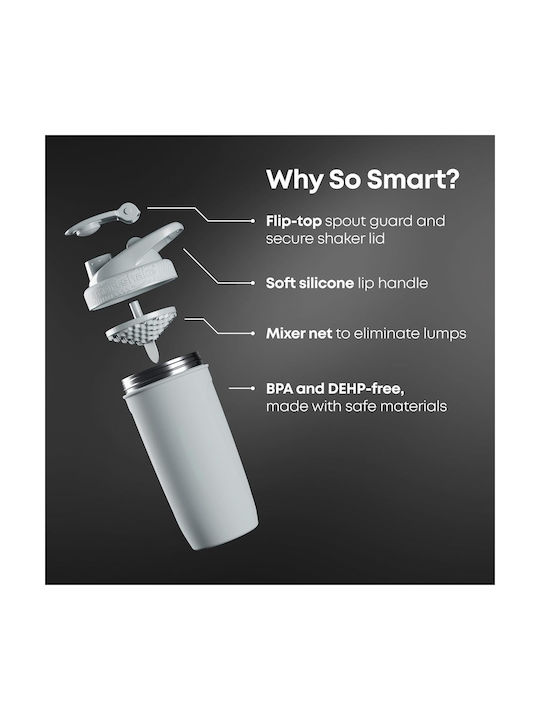SmartShake Smart Reforce Shaker Πρωτεΐνης 900ml Ανοξείδωτο Γκρι
