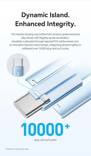 Vention Flat Braided USB 2.0 Cable USB-C Male - USB-C 60W PD Black 1m TRZBF